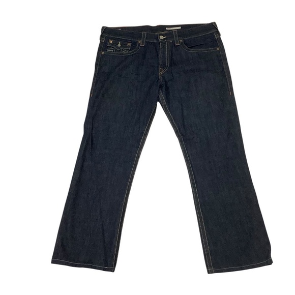 True Religion Women’s Ricky Straight Leg Jeans Size 40 x 32 Dark Wash Blue - Picture 1 of 11